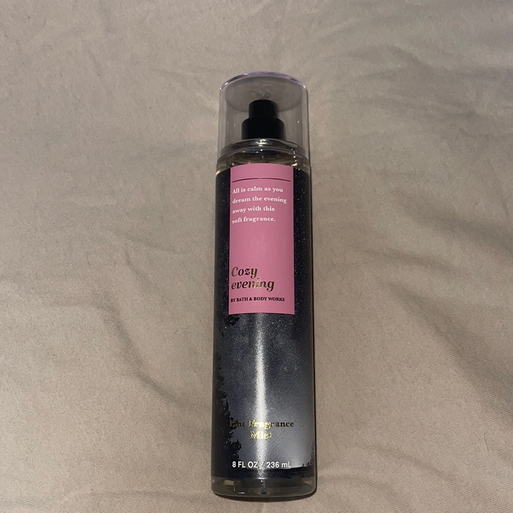 new bath and body works body mist, cozy evening